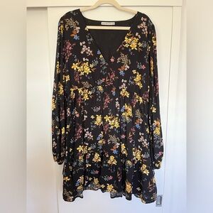 Abercrombie Long Sleeve Mini V Neck Floral Dress XLT